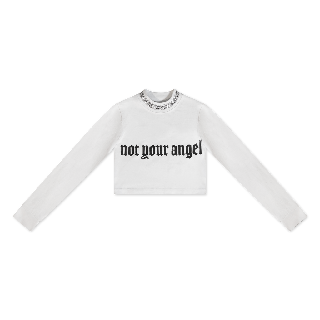 Not Your Angel - Crop Top - White